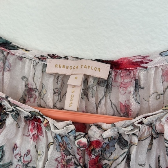Rebecca Taylor Ruby Floral Silk Blend Boho Blouse | Size 8 | Romantic Fall Style - Picture 3 of 9